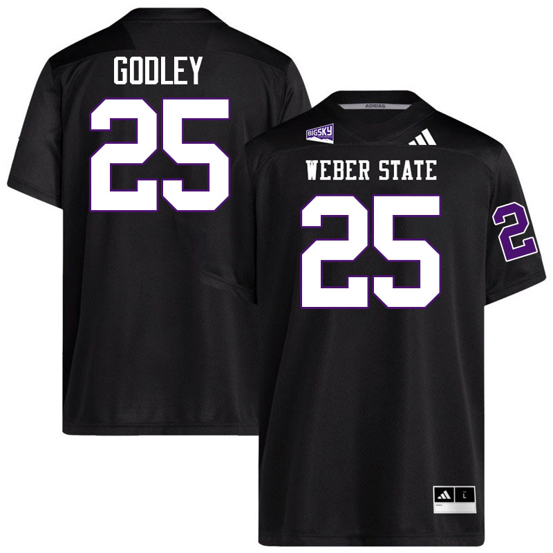Weber State Wildcats #25 Davion Godley College Football Jerseys,Uniforms Stitched-Black